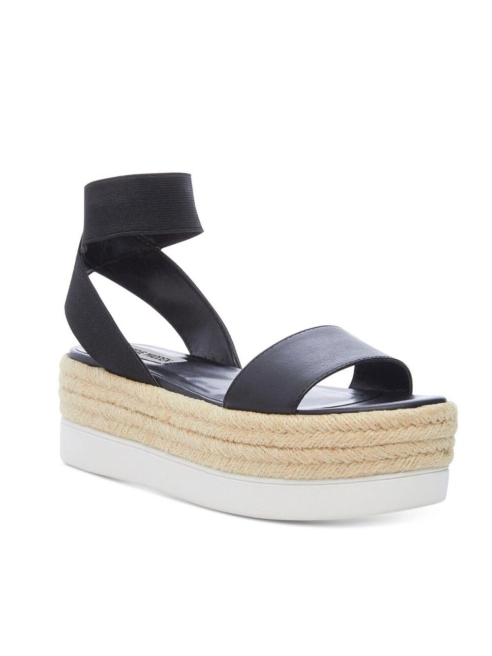 Steve Madden Kylee Black Espadrille Flatform Sandals Women's
